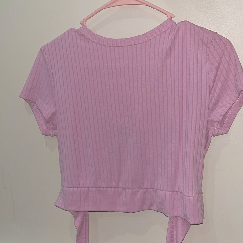Pink cross back tie shirt size Large
